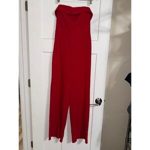 Crystal Sky Red Strapless Off Shoulder Wide Leg Jumpsuit Women's Size S